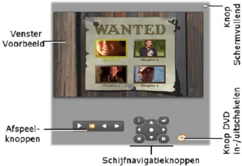 WANTED Venster Voorbeeld Chapter 1 Chapter 2 Chapter 3 Chapter 4 Afspeel- knoppen Schijfnavigationknoppen Knop DVD in-/uitschakelen Knop Schermvullend