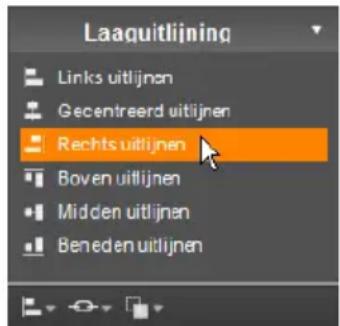 Laaguitlijning Links uitlijnen Gecentreerd uitlijnen Rechts uitlijnen Boven uitlijnen Midden uitlijnen Beneden uitlijnen