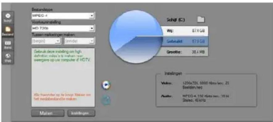 Bestandscope MPEG-4 Voorveuninstelling HD 720s Tussen markeringen maken: (begin) [minde] Gebruik deze instelling on high definition video's bit makes your weergare op use computer of HDTV Xlic huorinder op de bogen. Miozen om fert nebbabandandle maken Schliff (C) Wt: 87.4 GB Gebruikd: 87.4 GB Grotto…