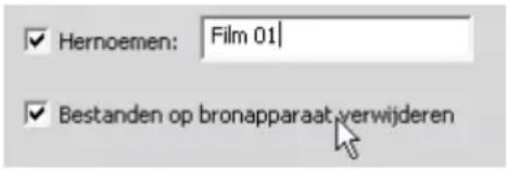 Hernoemen: Film 01 Bestanden op bronapparaat verwijderen
