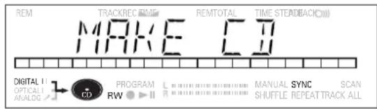 REM TRACKREQ TIME REMTOTAL TIME STEADBACK MAKE CD DIGITAL II OPTICAL ANALOG PROGRAM RW L R MANUAL SYNC SCAN SHUFFLE REPEAT TRACK ALL