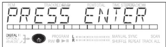 REM TRACKRECAWS REMTOTAL TIME STUBACKOW PRESS ENTER DIGITAL II OPTICAL ANALOG PROGRAM RW L R MANUAL SYNC SHUFFLE REPEAT TRACK ALL scan
