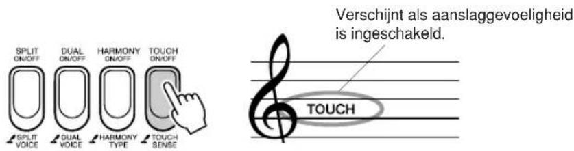 SPLIT ON/OFF DUAL ON/OFF HARMONY ON/OFF TOUCH ON/OFF SPLIT VOICE DUAL VOICE HARMONY TYPE TOUCH SENSE Verschijnt als aanslaggevoeligheid is ingeschakeld. TOUCH
