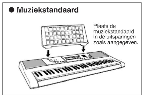 ● Muziekstandaard Plaats de muziekstandaard in de uitsparingen zoals aangegeven.