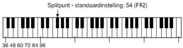 Splitpunt - standaardinstelling: 54 (F#2) 36 48 60 72 84 96