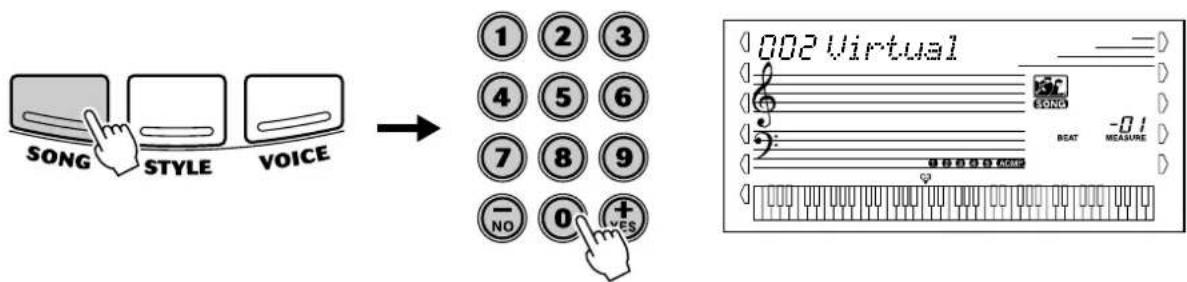 SONG STYLE VOICE ① ② ③ ④ ⑤ ⑥ ⑦ ⑧ ⑨ — NO 0 + YES 002 Virtual BEAT MEASURE