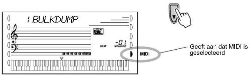 I BULKDUMP BEAT MEASURE -0.1 MIDI Geeft aan dat MIDI is geselecteerd
