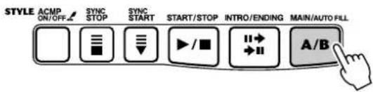 STYLE ACMP ON/OFF SYNC STOP SYNC START START/STOP INTRO/ENDING MAIN/AUTO FILL A/B