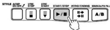 STYLE ACMP ON/OFF SYNC STOP SYNC START START/STOP INTRO/ENIXING MAIN/AUTO-FILL A/B
