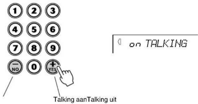 1 2 3 4 5 6 7 8 9 - NO 0 + YES on TALKING Talking aanTalking uit