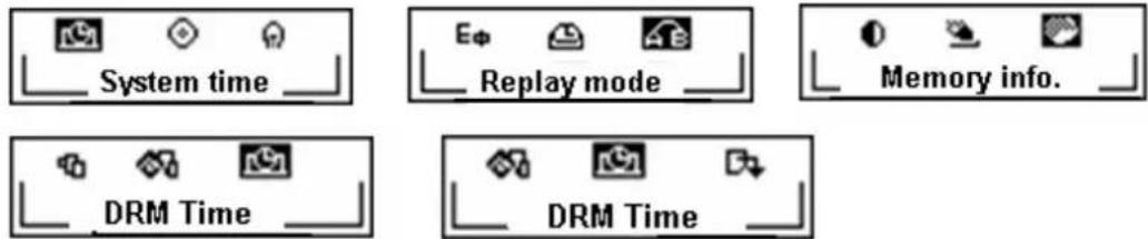System time Replay mode Memory info. DRM Time DRM Time