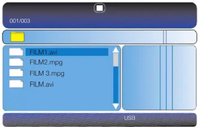 001/003 FILM1.avi FILM2.mpg FILM 3.mpg FILM.avi USB