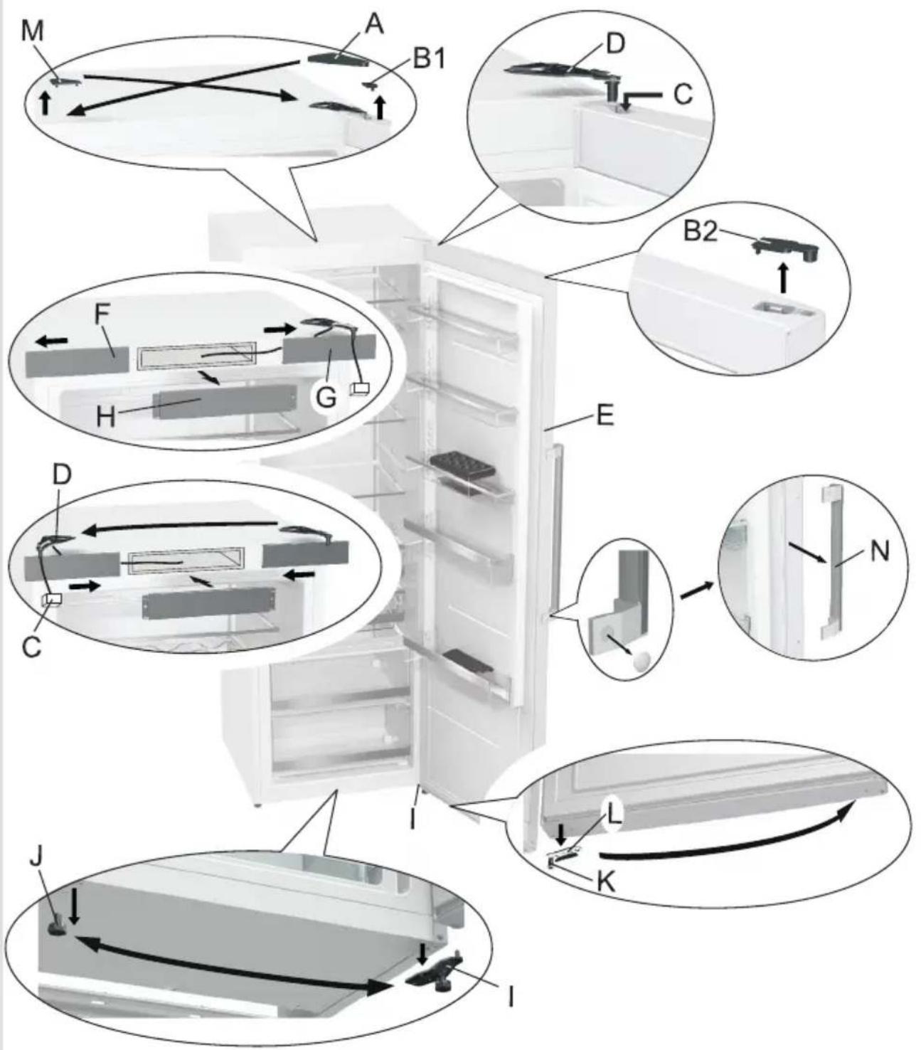 GORENJE R6191 - Benodigd gereedschap: steeksleutel nr. 8, kruiskop torx 25 en platte schroevendraaier, Voor het veranderen van de richting van het openen van de deuren zijn twee personen nodig! - 1