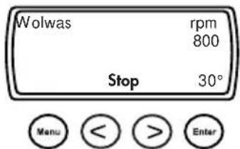 Wolwas rpm 800 Stop 30° Menu < > Enter