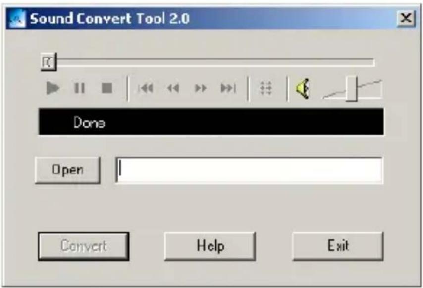 Sound Convert Tool 2.0 Done Open Convert Help Exit