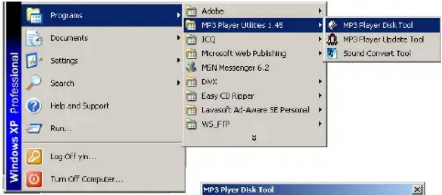 Programs Documents Settings Search Help and Support Run... Log Off yin... Turn Off Computer... Adobe MP3 Player Utilities 1.45 ICQ Microsoft web Publishing MSN Messenger 6.2 DivX Easy CD Ripper Lavasoft Ad-Aware SE Personal WS_FTP MP3 Player Disk Tool MP3 Player Update Tool Sound Convert Tool MP3 Pl…