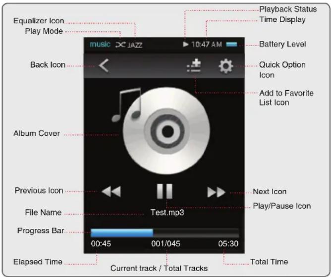 MPMAN TS302 PAK - Now Playing Controls (Music Playback) - 1