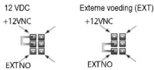 12 VDC +12VNC EXTNO Externe voeding (EXT) +12VNC EXTNO