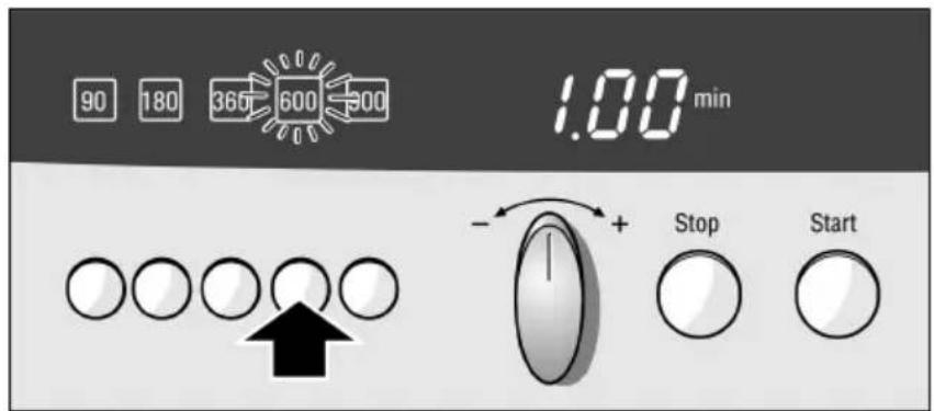 90 180 360 600 900 1.00 min - + Stop Start