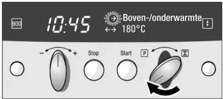 900 10:45 Boven-/onderwarmte ←→ 180°C - + Stop Start P