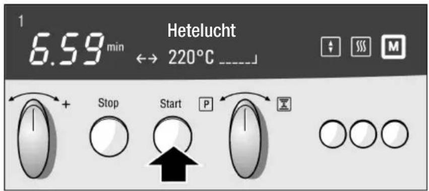 1 6.59min Hetelucht ↔ 220°C ---- Stop Start P