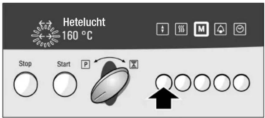 Hetelucht 160 °C Stop Start P ↑