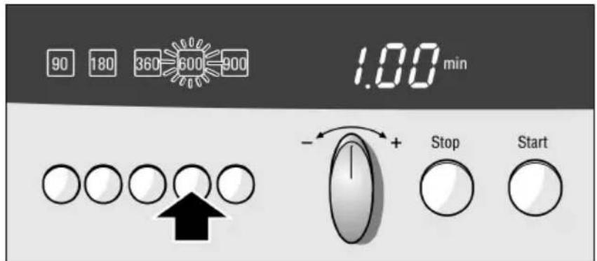 90 180 360 600 900 1.00 min - + Stop Start