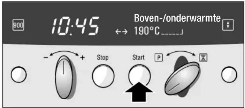 900 10:45 Boven-/onderwarmte ←→ 190°C ---- - + Stop Start P