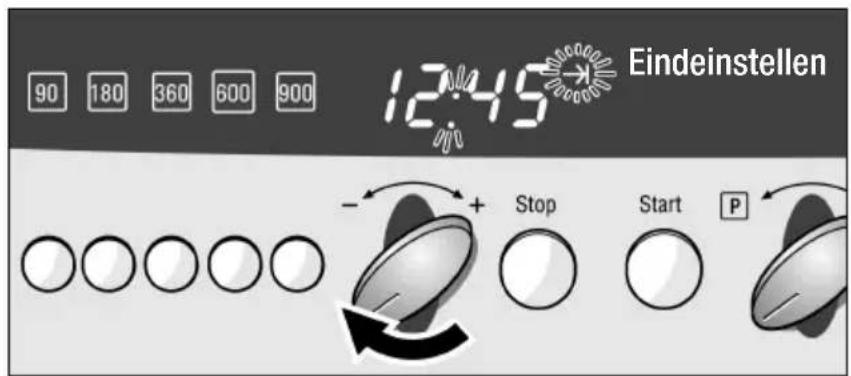 90 180 360 600 900 12:45 Eindeinstellen - + Stop Start P