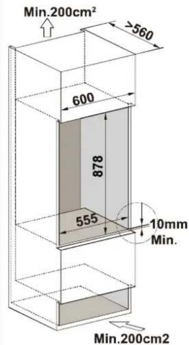 Dunavox DX-17.58SDSK - Inbouwtekening 885 mm hoogte - 1