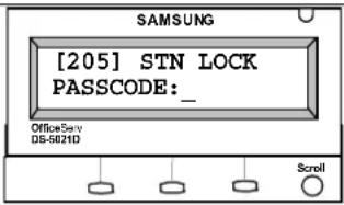 SAMSUNG [205] STN LOCK PASSCODE: _ Office Serv DS-5021D Scroll