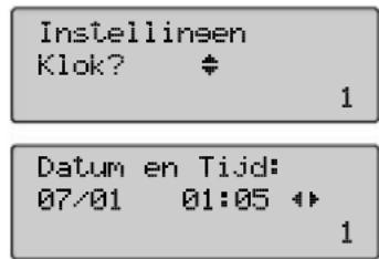 Instellinsen Klok? 1 Datum en Tijd: 07/01 01:05 1