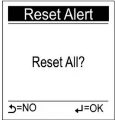 Reset Alert Reset All? ←=NO ←=OK