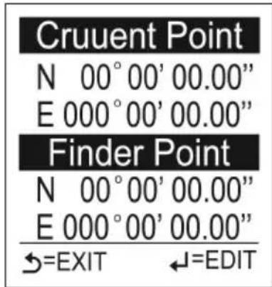 Cruuent Point N 00° 00' 00.00" E 000° 00' 00.00" Finder Point N 00° 00' 00.00" E 000° 00' 00.00" =EXIT ←=EDIT
