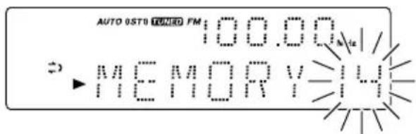 AUTO 0ST0 TUNED FM 100.00 ↓ MEMORY 14