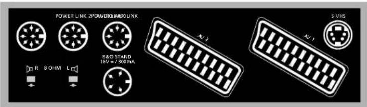 POWER LINK 2/PON/QUAM/CLK B/D STARD 15V = 7.500mA R 8 OHM L AV 2 AV 1 5-VHS