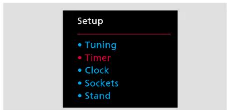 Setup • Tuning • Timer • Clock • Sockets • Stand