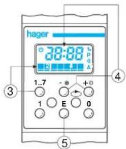 hager 38:38 1..7 - E + 0 1 0 ③ ④ ⑤