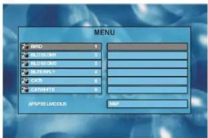 MENU BBD 1 BLOSSOPE 2 BLOSSOPE 3 BLUEPLAY 4 CATS 5 CATWHITE 6 AFSPEE LOCUS BMP