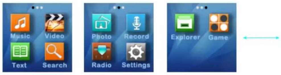 Music Video Text Search Photo Record Radio Settings Explorer Game