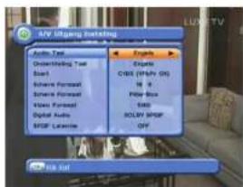 AVI UPGang Settings Audio Test Outstelling Test Board Software Format Software Format Video Format Digital Audio $POP License Options Equals CBS (WPSV.04) 16: 9 Filter Box 800 HOLRY SPOR OPT