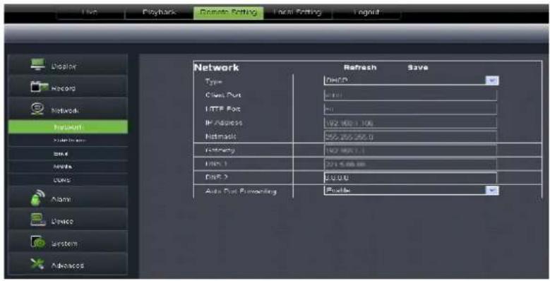 File Playback Domino Setting Local Setting Input Network Type DHCP Class Data H101 LTE Port H1 IP Address V2 100.1.106 Netmask 252.255.256.0 Compass 192.888.1.1 HP 1 274.5.88.88 Port 2 3.0.0.0 Auto Bus Functioning Fusible