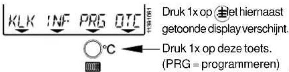KLK INF PRG OTC Druk 1x op ⏻et hiernaast getoonde display verschijnt. °C Druk 1x op deze toets. (PRG = programmeren)