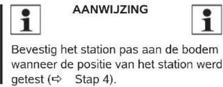 AANWIJZING Bevestig het station pas aan de bodem wanneer de positie van het station werd getest (⇒ Stap 4).
