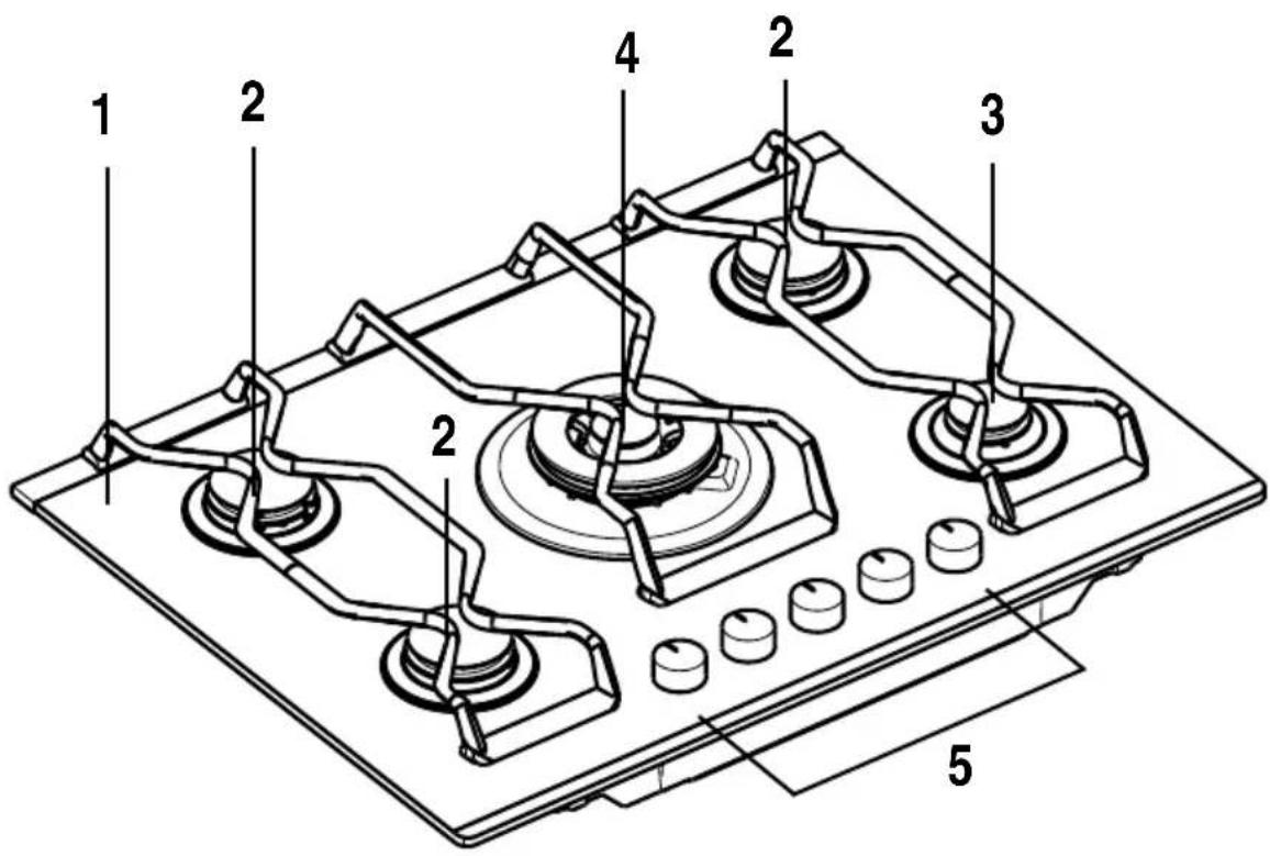 AEG-ELECTROLUX 79454 GB - Descrição do plano de cozedura - 1