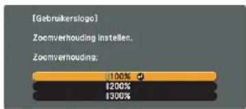 [Gebruikerslogo] Zoomverhouding instellen. Zoomverhouding: 100% 1200% 1300%