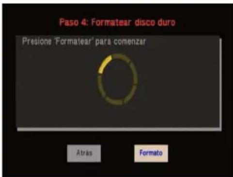 Paso 4: Formatear disco duro Presione 'Formatear' para comenzar Atrás Formato