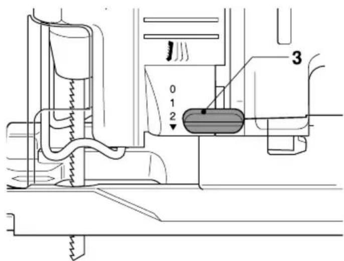 Technical diagram of a mechanical assembly with labeled parts and directional arrows indicating motion or force vectors.