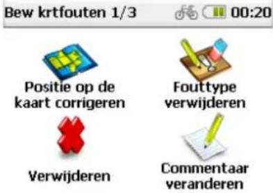 Bew krtfouten 1/3 Positie op de kaart corrigeren Fouttype verwijderen Verwijderen Commentaar veranderen