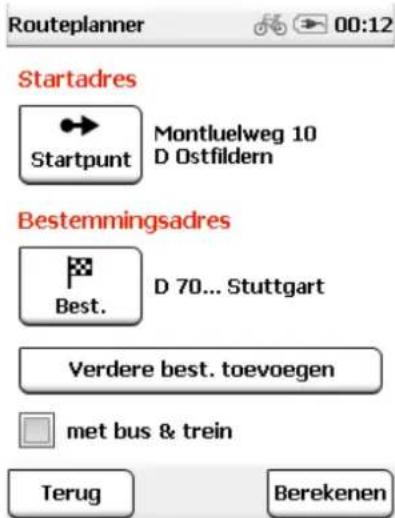 Routeplanner Startadres Startpunt Montluelweg 10 D Ostfildern Bestemmingsadres Best. D 70... Stuttgart Verdere best. toevoegen met bus & trein Terug Berekenen